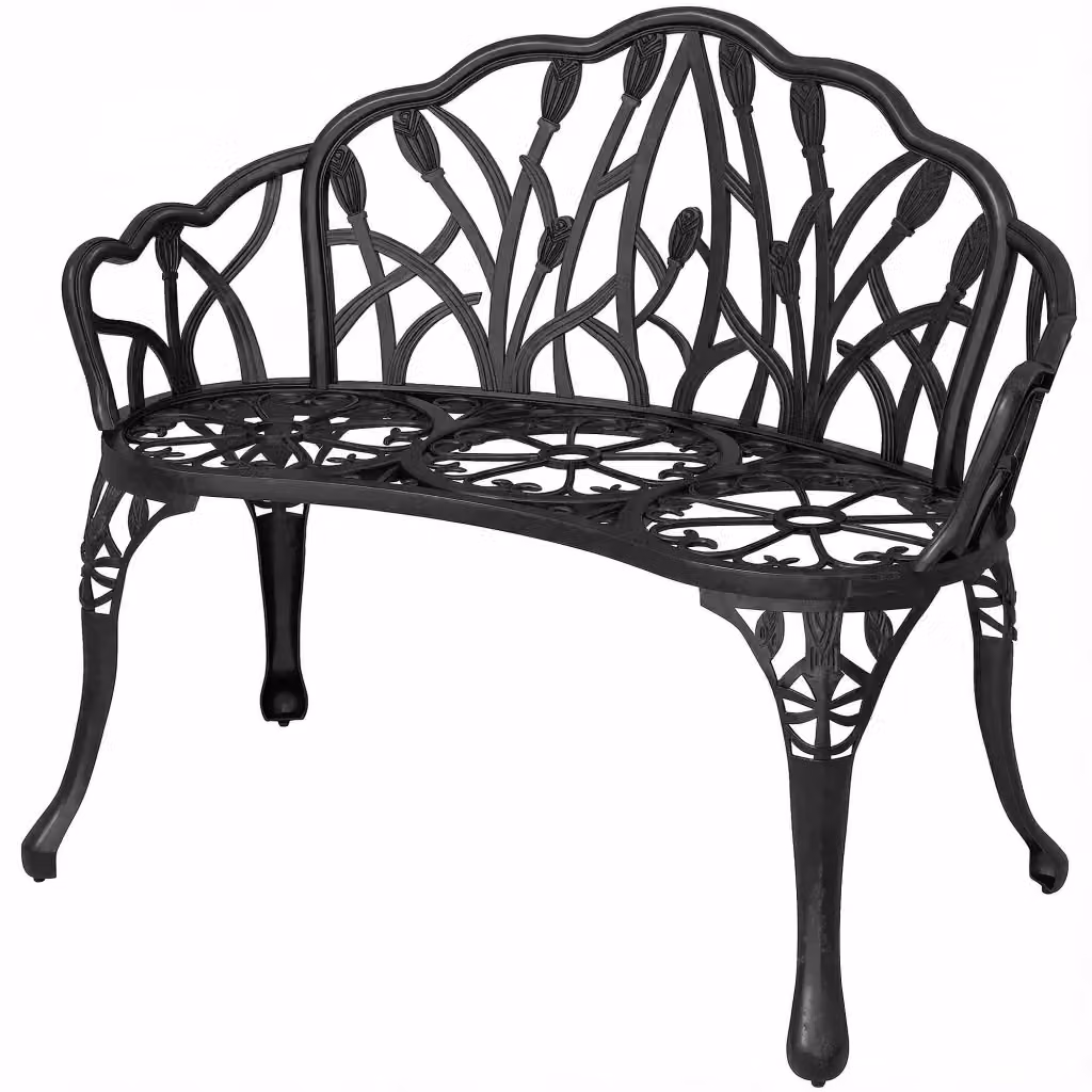 Panchina da Giardino Minimal a 2 Posti in Alluminio Grigio Antracite L: 99 cm, P: 57 cm, H: 78 cm – 2