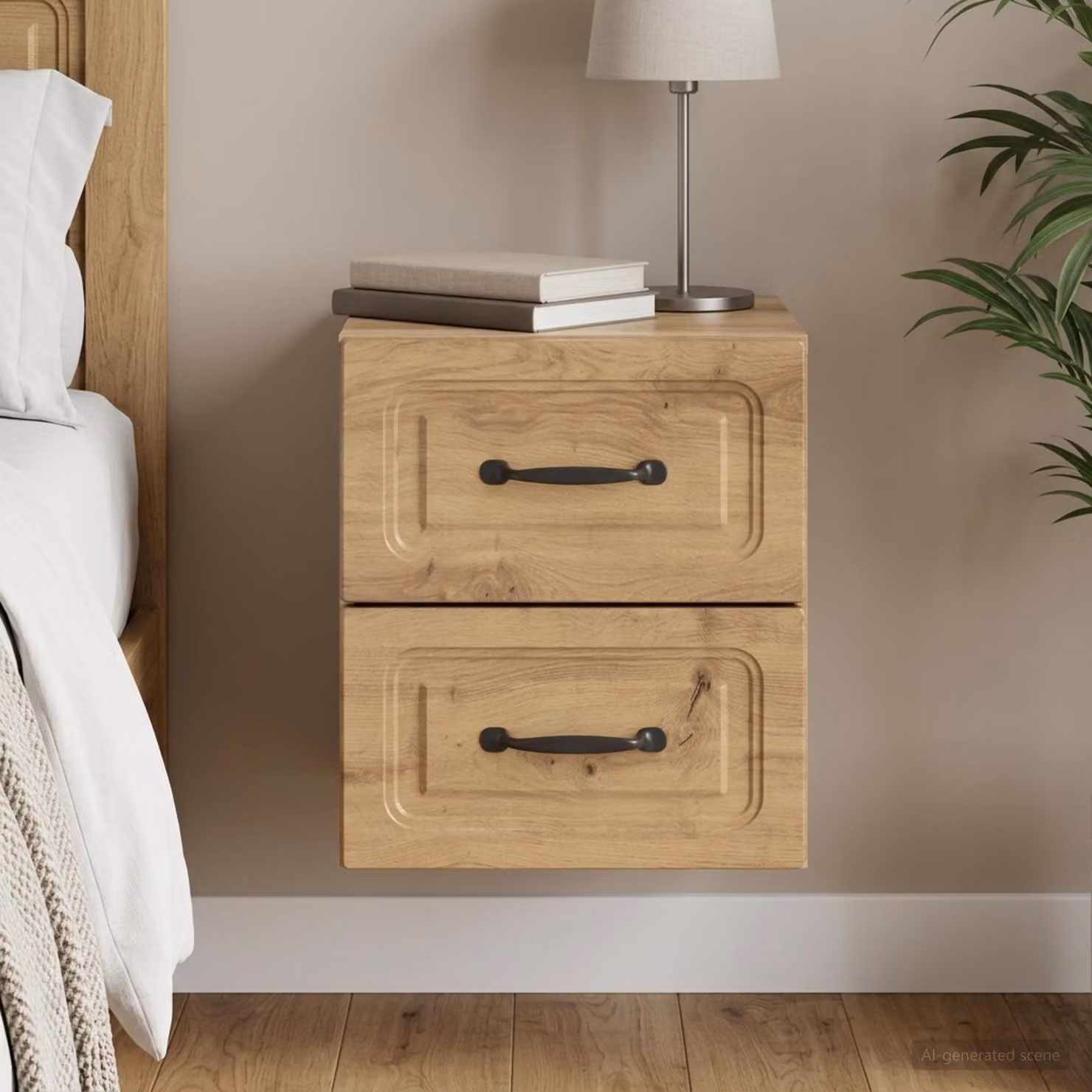 vidaXL Mobiletto da notte sospeso in stile moderno colore marrone L/P/H: 34,5 x 33 x 40 cm