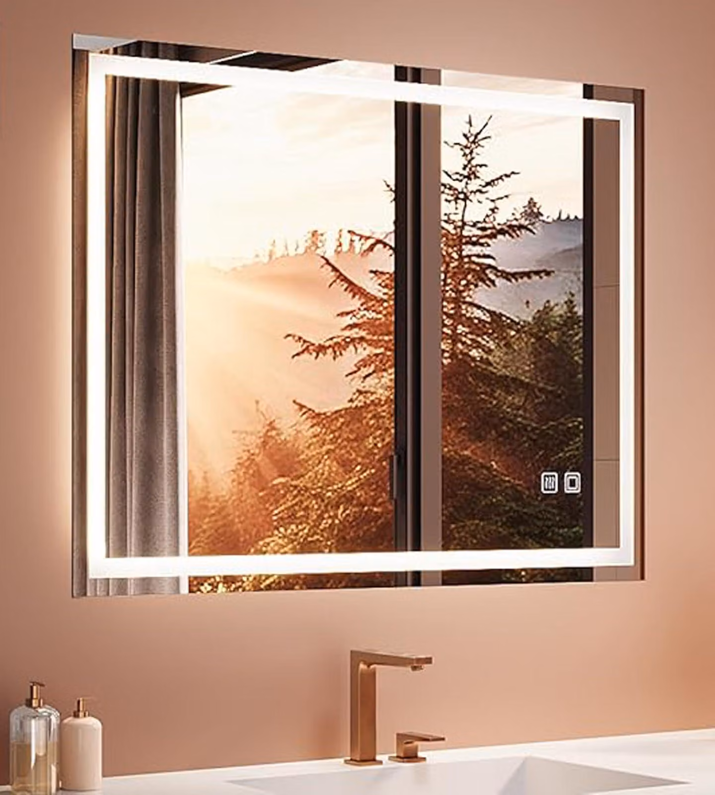 Specchio da bagno a LED, 80x60 cm, antiappannamento, touch screen, 4 colori, dimmerabile