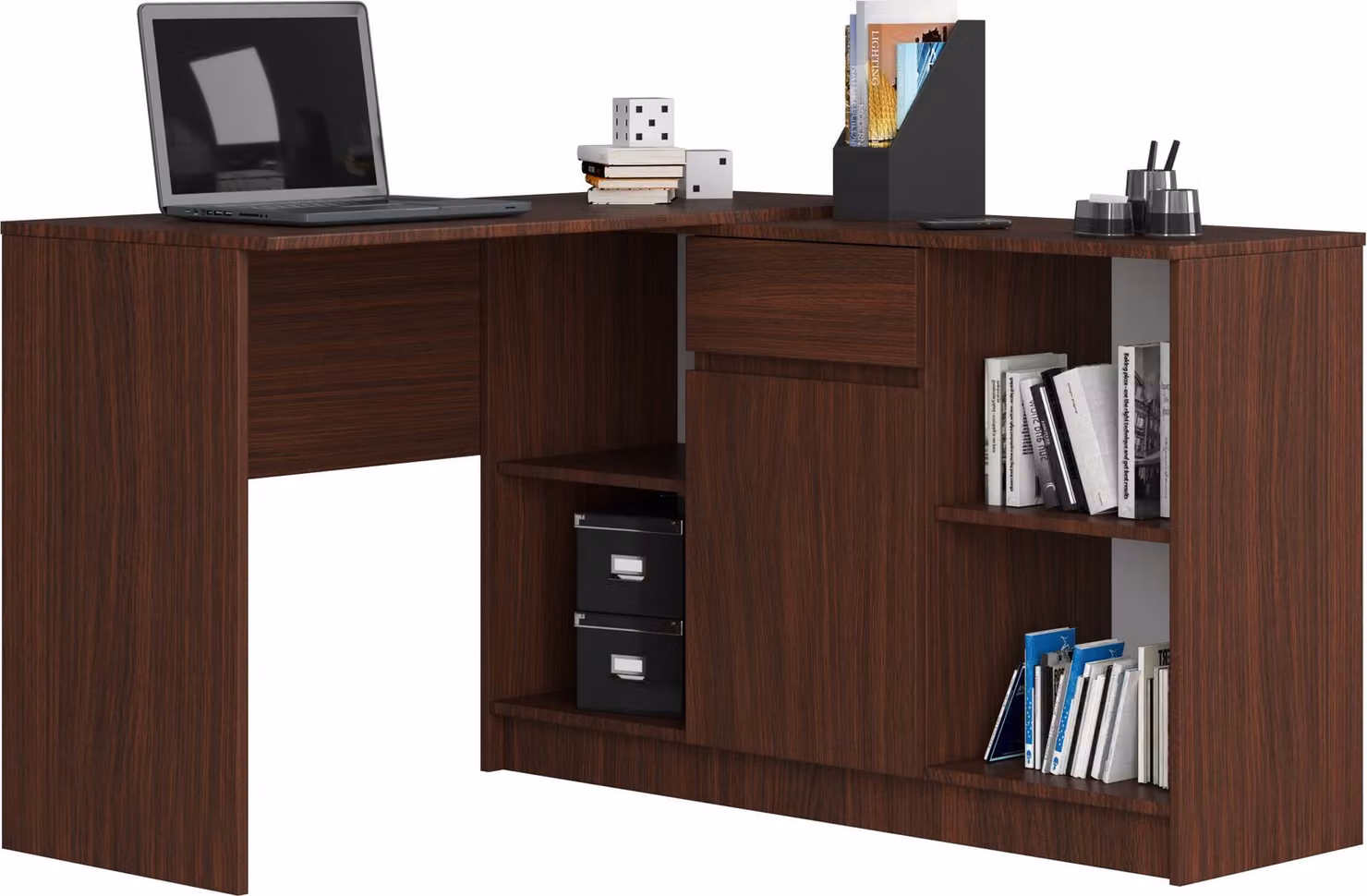 Akord Scrivania Angolare Con Alzata Colore Wenge 120X126X79 Cm
