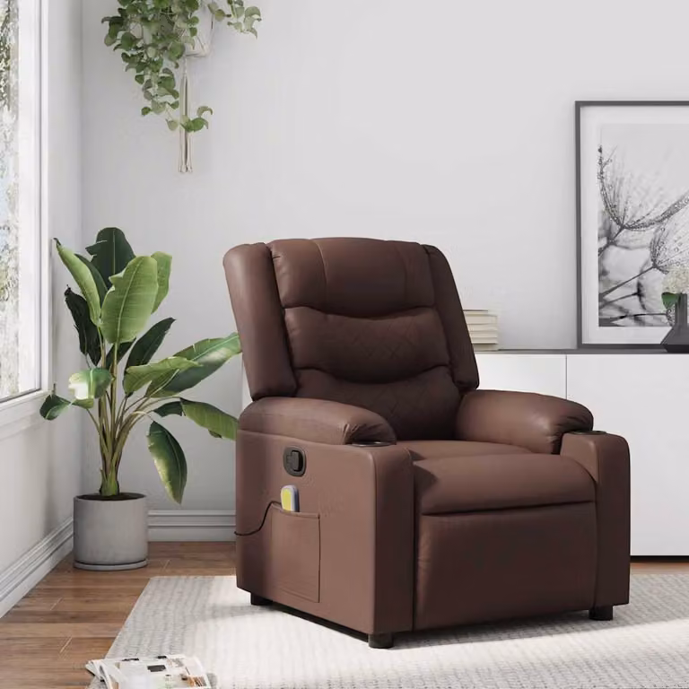 vidaXL Poltrona Reclinabile Relax in Similpelle Marrone con Braccioli