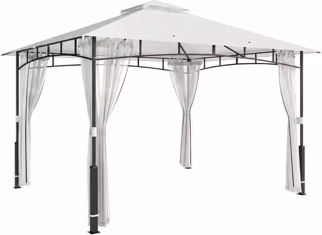 Gazebo; 3x3;6 m idropellente Giardino stallo con zanzariera; doppio tetto; per giardino; terrazza; nero