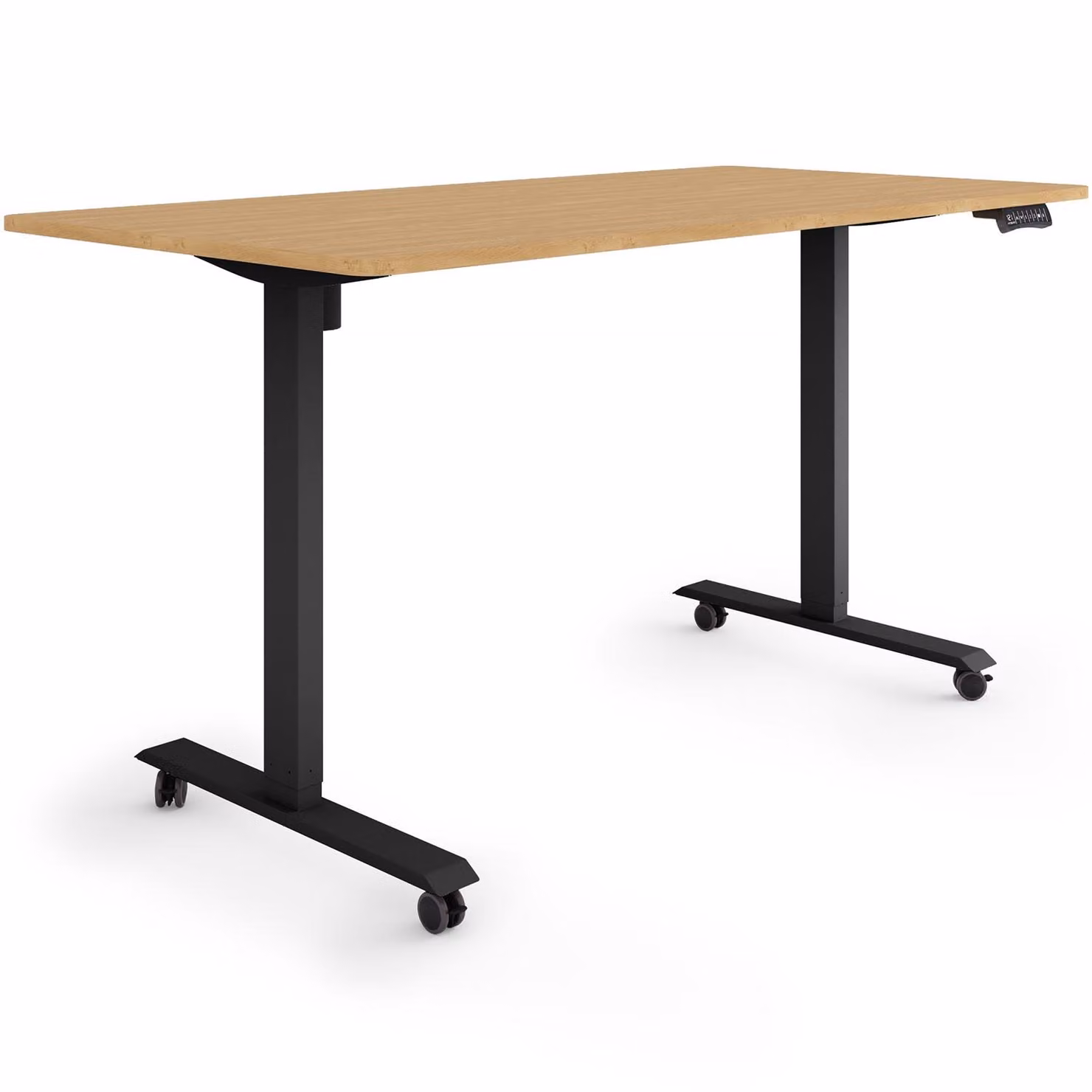 ESMART Germany ETX-121BBA 160x80cm Decorazione in bambù Scrivania ergonomica con seduta in piedi su ruote Regolabile elettricamente in altezza in modo continuo 78,5-128,5cm 3 x porta di ricarica USB con memoria Promemoria attività