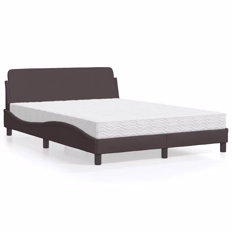 Letto con Materasso Dover vidaXL in Tessuto Marrone e Bianco L/P/H: 200 x 140 x 74,5 cm