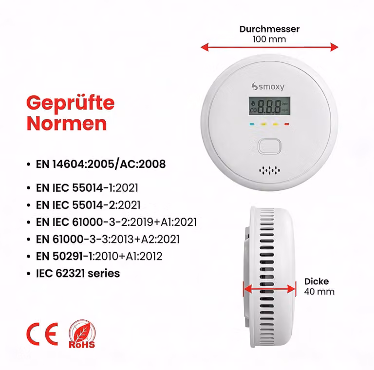 Rilevatore combinato fumo e monossido di carbonio, set 2 pezzi – allarme CO e fumo 2 in 1 con display LCD, sirena 85 dB, montaggio facile