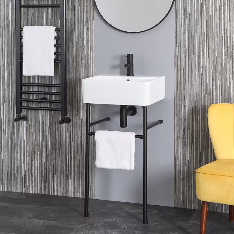 Lavabo con Consolle Nera – 460 mm x 420 mm – Exton