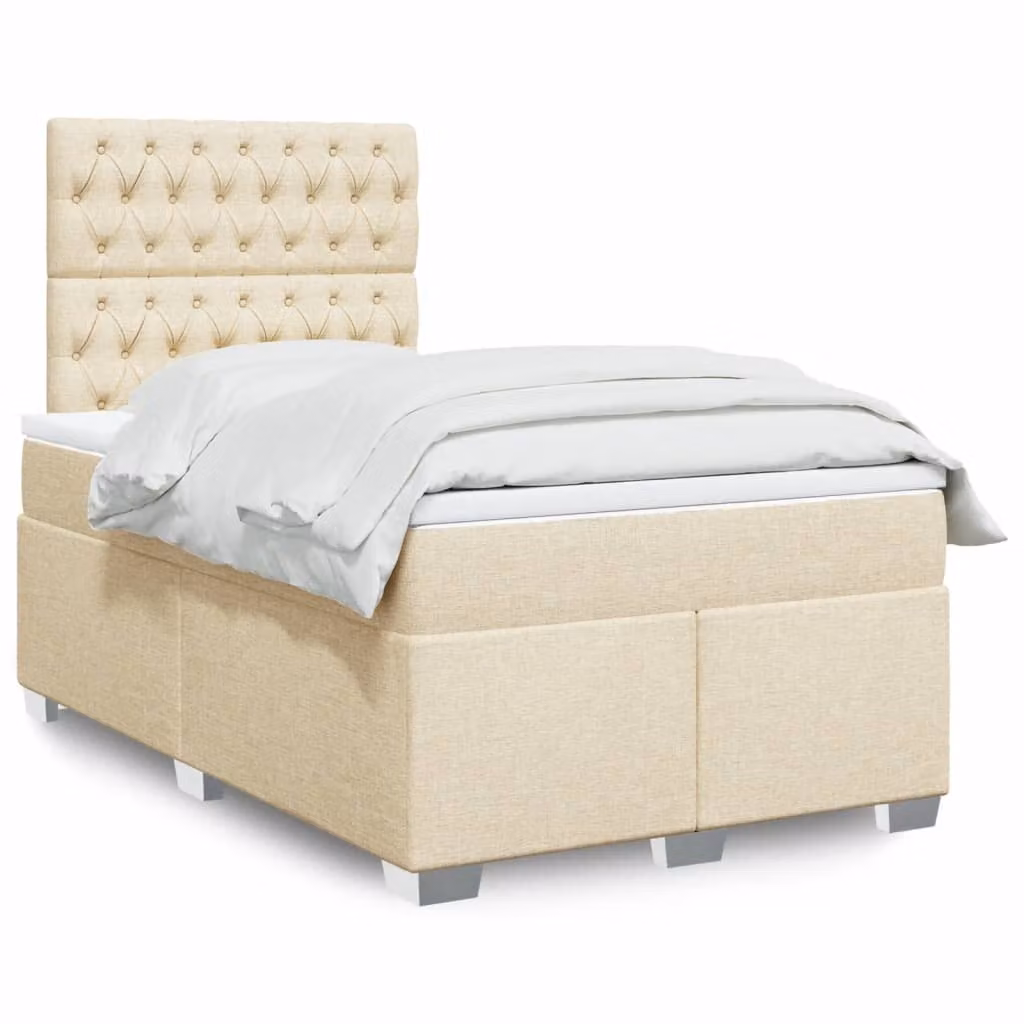vidaXL Letto Ibrido con Materasso a Molle Insacchettate e Struttura in Legno di Pino, Colore Beige e Bianco, L/P/H: 120 x 190 x 150,5 cm