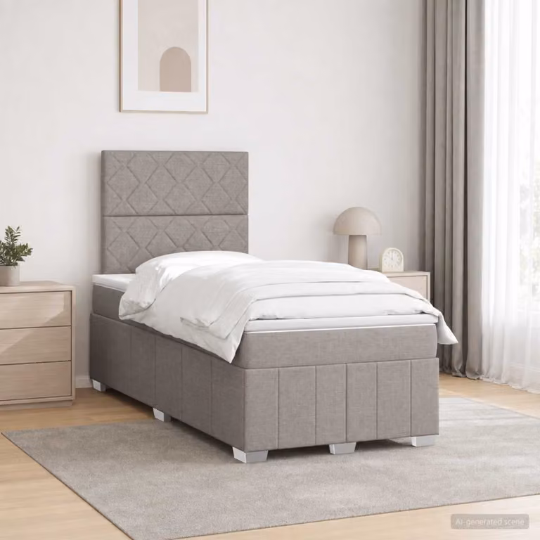 Letto Box Spring vidaXL con Materasso a Molle Pocket e Illuminazione LED, Colore Grigio, L/P: 120 x 200 cm