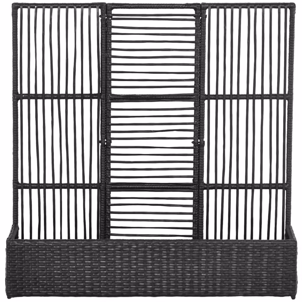 Fioriera con Spalier Xylo in Polyrattan Nero con Supporto per Piante Rampicanti L: 103 cm, P: 29 cm, H: 103 cm – 2