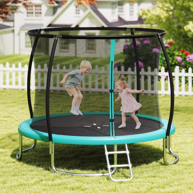 Costway Trampolino da esterno con rete di sicurezza e scala, Verde