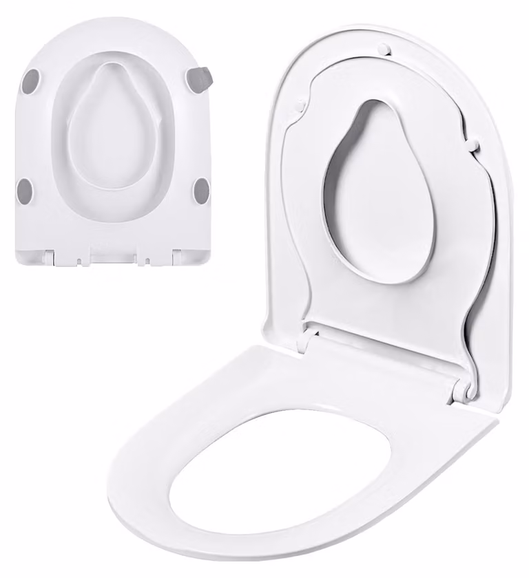 Sedile per WC, sedile per bambini integrato, chiusura rapida, BIANCO