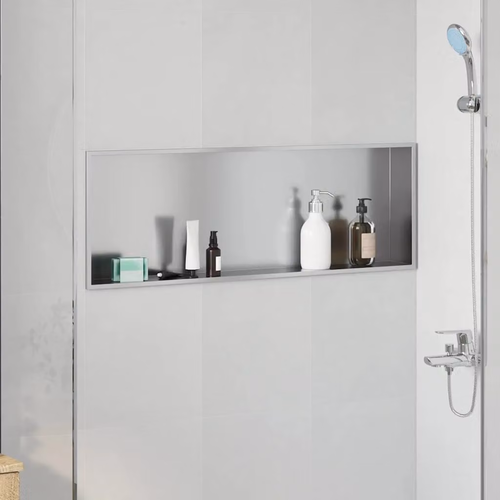 Nicchia per doccia vidaXL in acciaio inox color argento L: 90 cm, P: 30 cm, H: 9,5 cm
