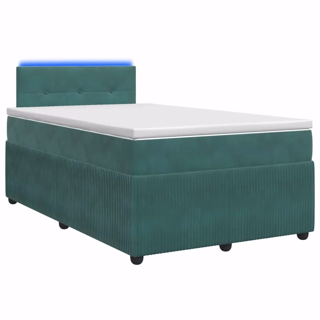 Letto box spring ibrido vidaXL in velluto verde con materasso a molle insacchettate e base contenitore L/P: 120 x 200 cm – 2