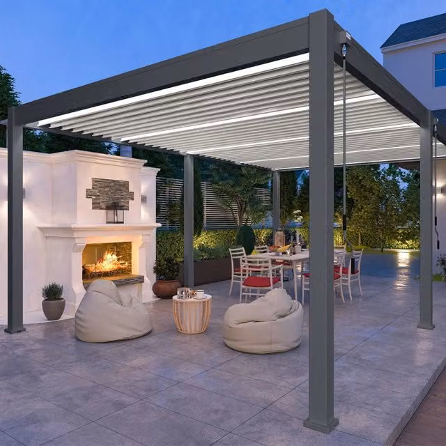 Pergola bioclimatica autoportante Ombrea VS L: 6 m, P: 4 m - Antracite/bianco