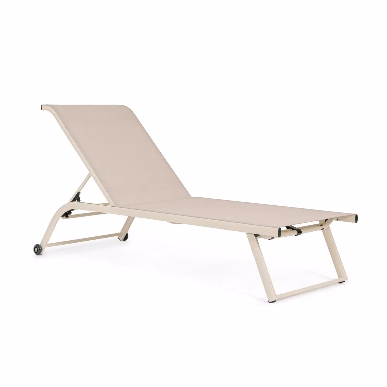 Set 2 lettini da giardino TAYLOR in textilene e struttura in alluminio beige