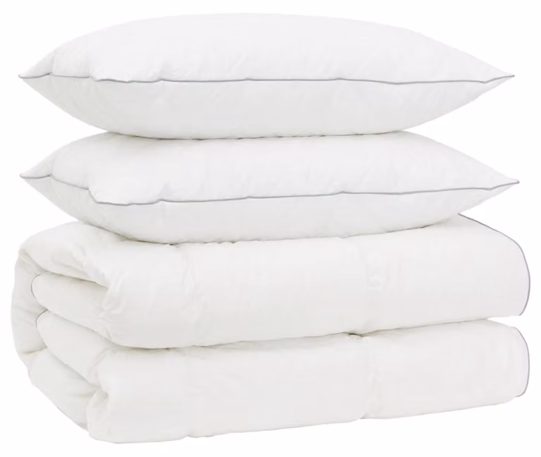 Set di piumini per letto in piuma d'oca, 90%, modello FULDA, 3 pezzi, dimensioni 200 x 200 cm, colore bianco