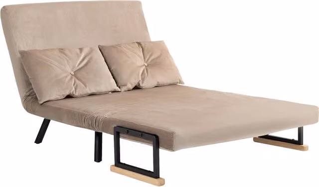 Divano Letto in Tessuto Effetto Velluto con Schienale Regolabile ¨C Zephmum ¨C 102x73x81 cm, Marrone Chiaro
