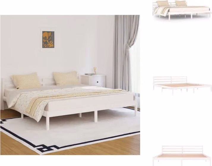 vidaXL Letto in legno massiccio di pino 200x200 cm bianco - Letti e strutture letto