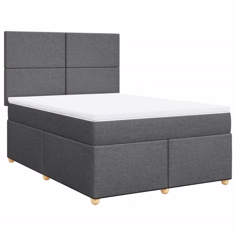 Giroletto a Molle con Materasso Grigio Scuro 140x190 cm Tessuto