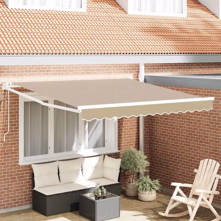 Tenda retrattile vidaXL beige con bracci pieghevoli in poliestere e metallo L: 350 cm, P: 250 cm