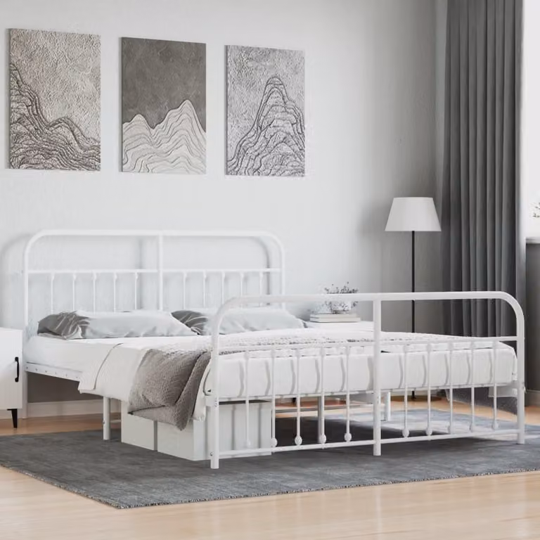 vidaXL Giroletto con testiera e pediera in metallo bianco 183x213 cm - Giroletto - Cornici per letti - Giroletto - Letto