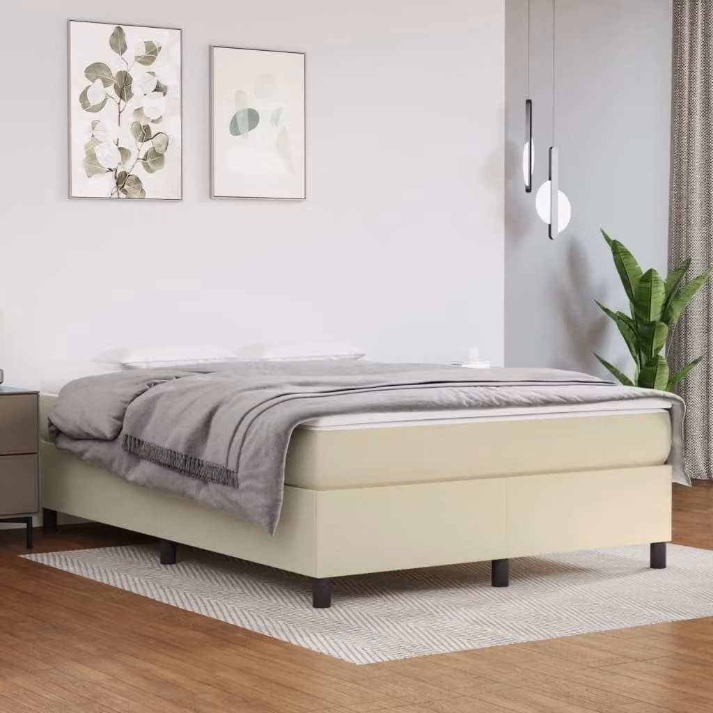 The Living Store Letto a molle insacchettate Crema 140x190 cm in Pelle finta