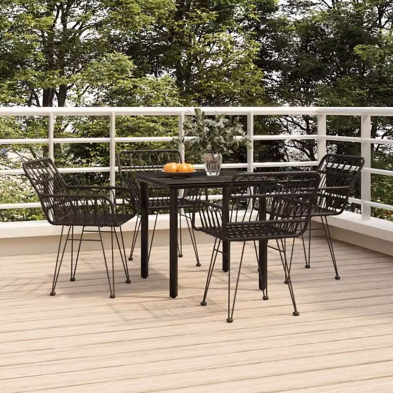 Maison Exclusive - Set da pranzo da giardino 5 pezzi in polyrattan nero