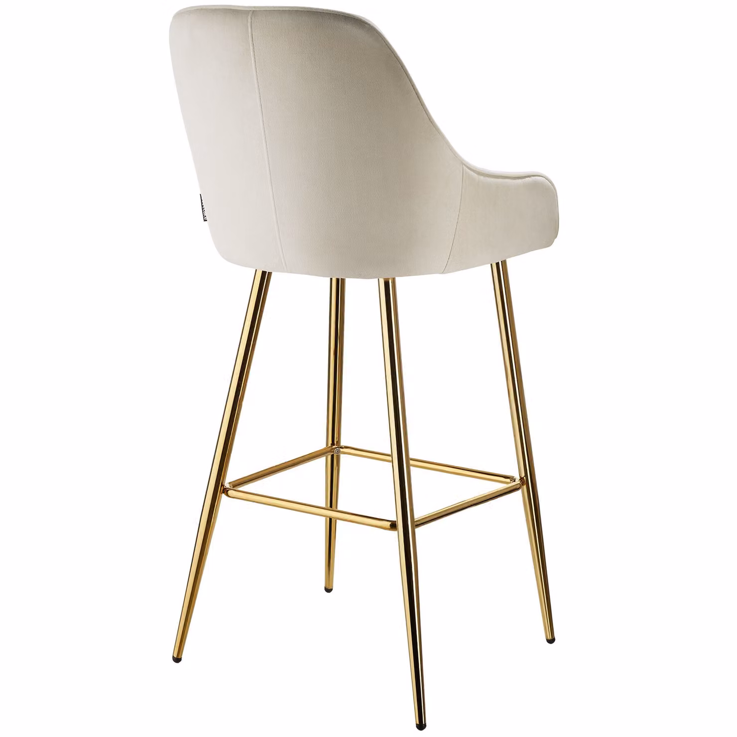 Set di 2 sgabelli da bar Avane TecTake GmbH con schienale, imbottiti in velluto beige e dettagli oro, design moderno per cucina e soggiorno, H: 108.0 cm, L: 48.5 cm, P: 57.0 cm – 1