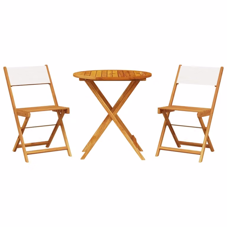 Set da Bistrot 3pz Bianco Crema in Tessuto e Legno Massello