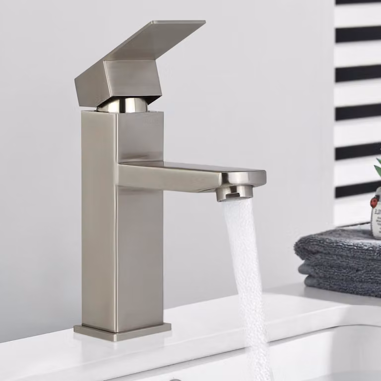 Miscelatore per lavabo, monocomando, finitura nichel, acciaio inossidabile, attacco 3/8"
