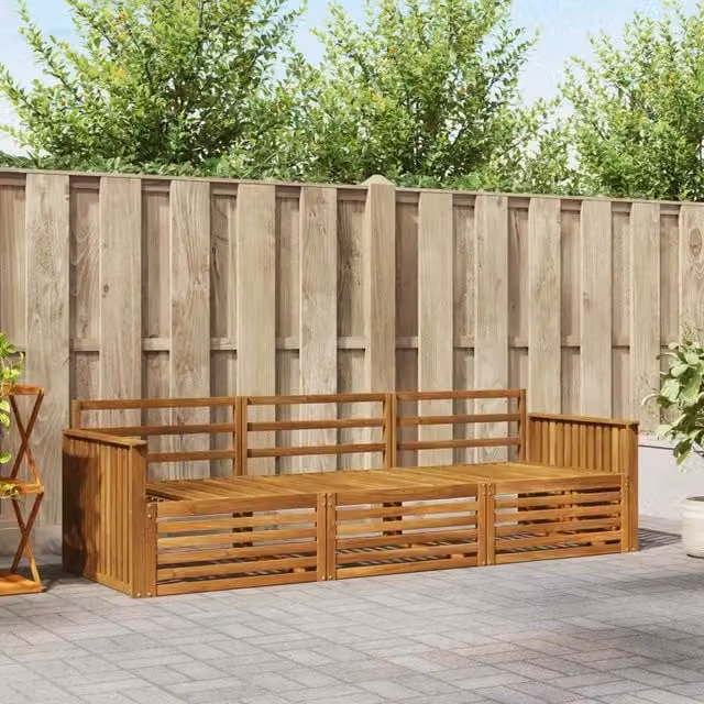 Set di divani da esterno 3 pz Naturale Legno di Acacia Massello 3372934
