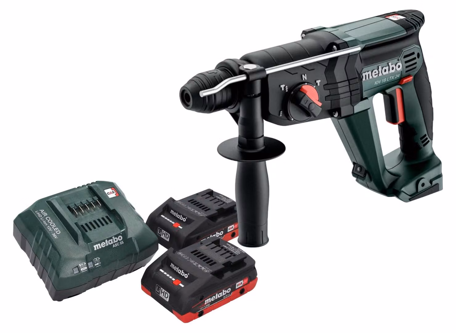 Martello combinato a batteria Metabo KH 18 LTX 24 18 V 2,1 J SDS Plus + 2x batteria LiHD 4,0 Ah + caricatore