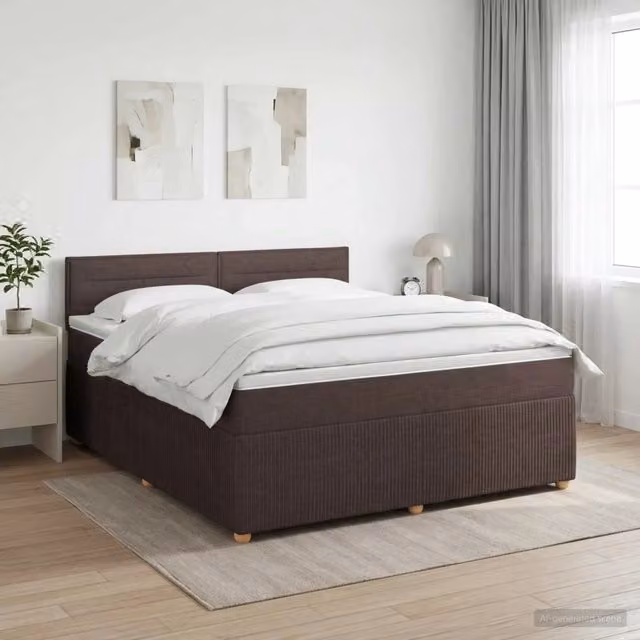Letto box spring con materasso ibrido vidaXL Marrone e Bianco L/P: 140 x 190 cm