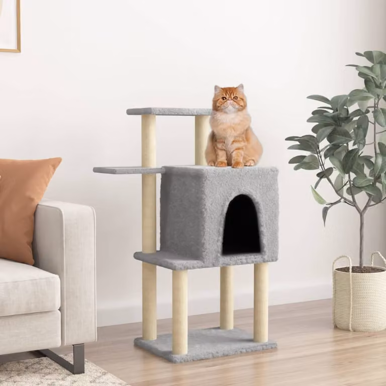Albero per gatti vidaXL con tiragraffi in sisal sostituibile, colore grigio, Altezza: 97 cm