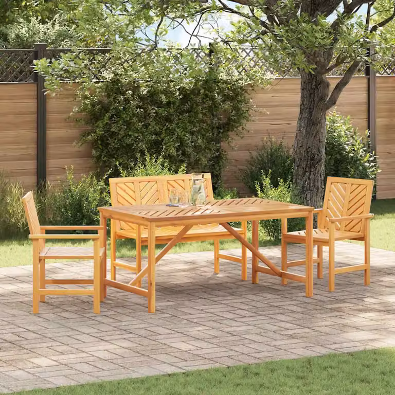 Set da pranzo per giardino e terrazzo vidaXL in legno di acacia oliato marrone, composto da 4 pezzi