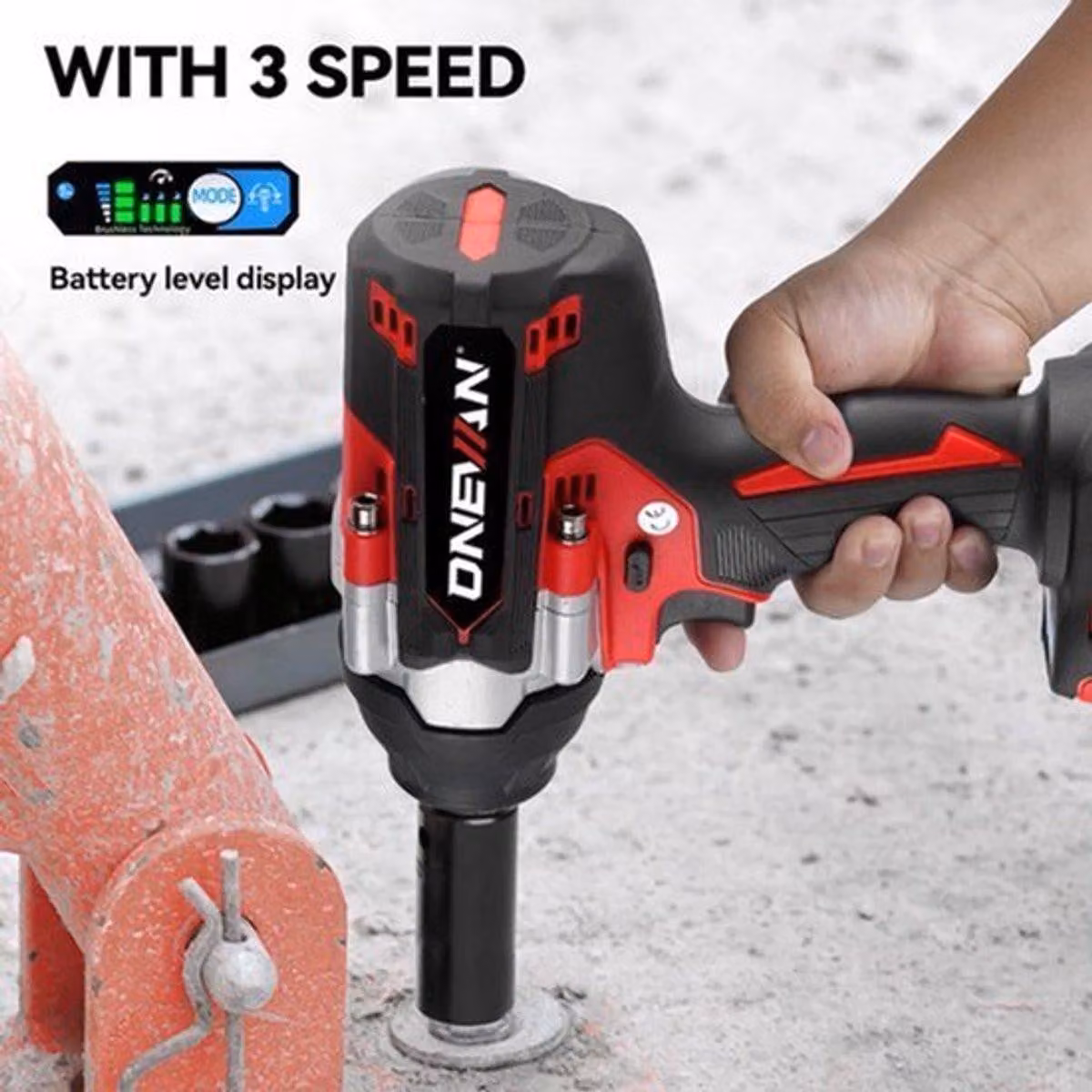 Chiave a percussione elettrica, 1/2 pollice, senza spazzole e a batteria, con elevata coppia, ideale per la riparazione di automobili