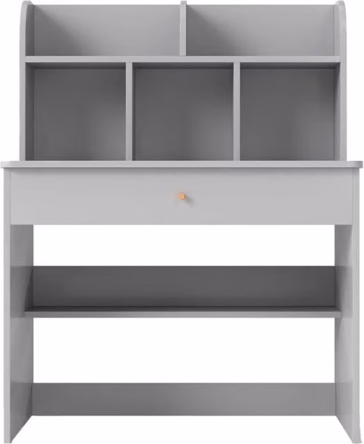 Scrivania per bambini in legno con mensola e cassetto, tavolo da scrittura e lettura Grigio chiaro L: 80 cm, P: 48 cm, H: 102 cm