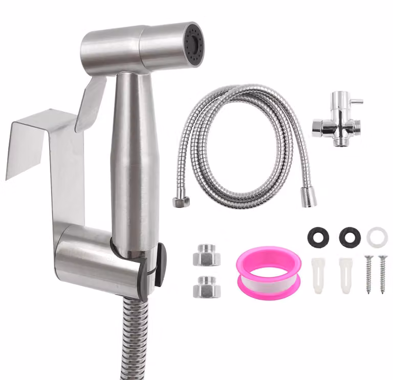 Solidchoice - Set di doccetta manuale in acciaio inossidabile per bidet, con ugello a pressione elevata