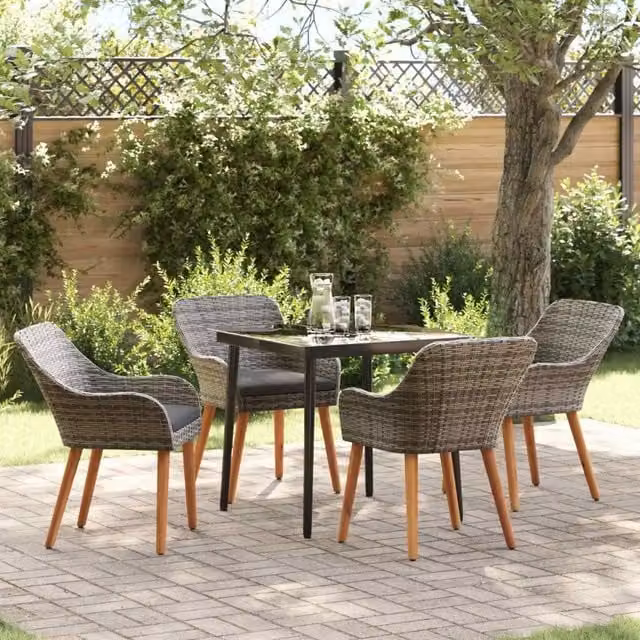 Set da Pranzo per Giardino 5 pz Grigio polyrattan 3261678