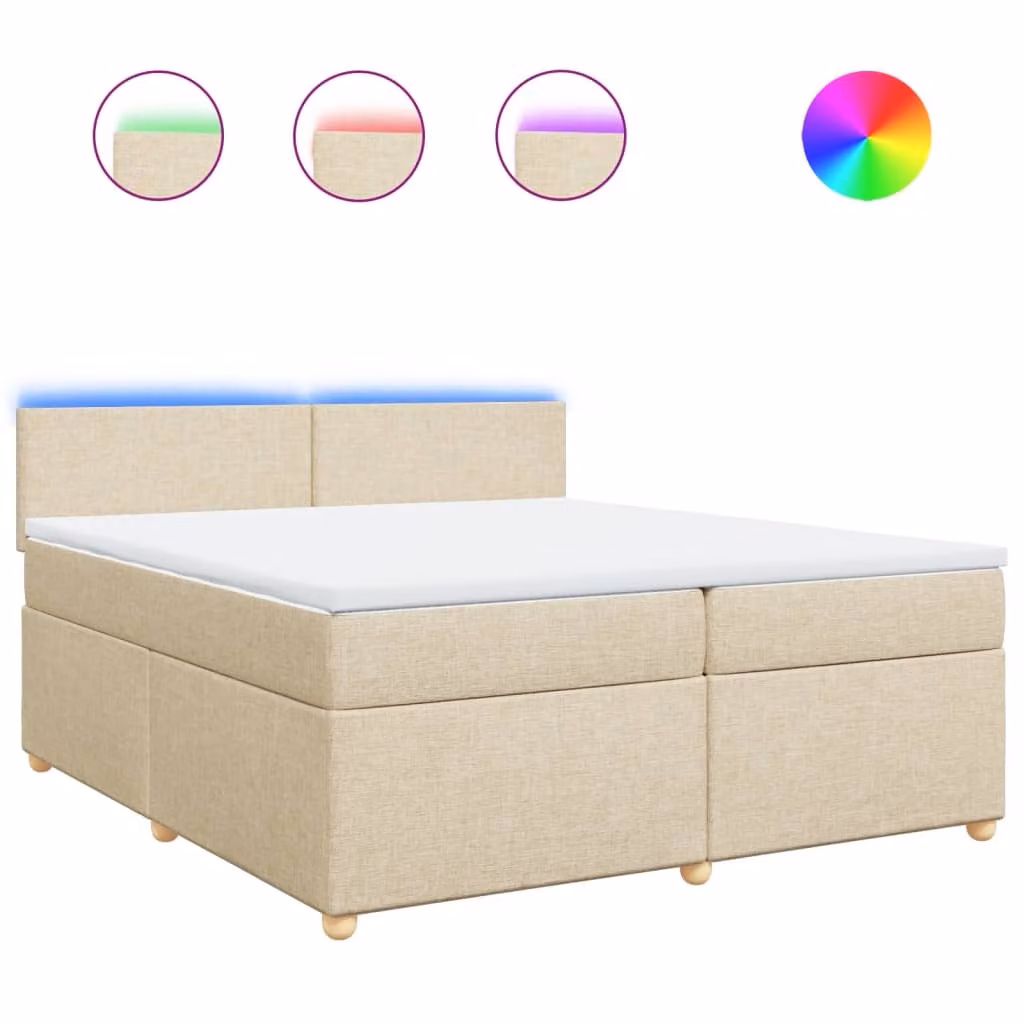 Giroletto a Molle con Materasso Crema 200x200 cm in Tessuto