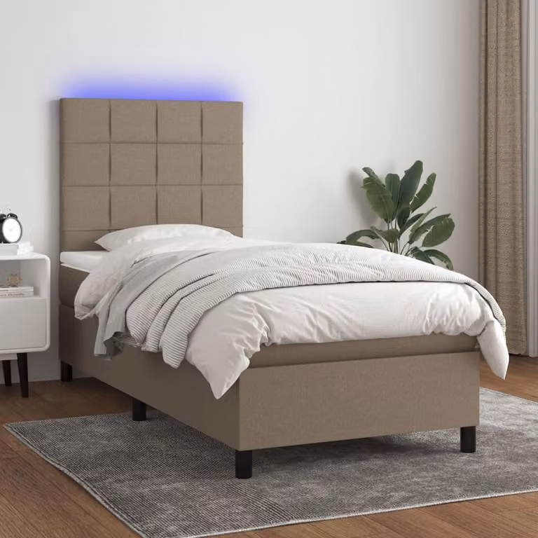 Maison Exclusive - Letto a Molle con Materasso e LED Tortora 90x190 cm in Tessuto