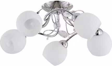 Lampada da soffitto moderna con 5 paralumi rotondi in vetro LIVIA 5xE14 10W ALF21525 Alfa