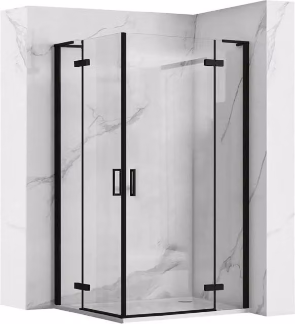 Cabina Doccia Angolare Rea Hugo Double Black con Rivestimento Easy Clean L: 80 cm, P: 100 cm