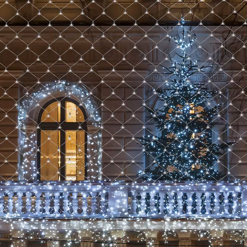 Jopassy 4.5x1.6M LED rete luminosa bianco freddo luci di fata luci di tenda luci di Natale decorazione interna esterna luci di Natale 8 modi IP44