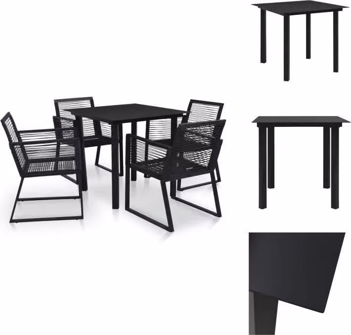 vidaXL Set da pranzo da giardino 5 pezzi in PVC rattan nero - Set di mobili da giardino