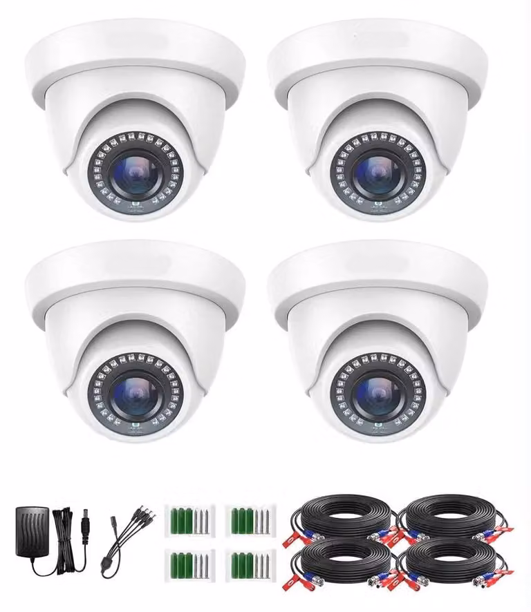 Sistema di videosorveglianza - Sistema di telecamere a circuito chiuso (CCTV) - Set di telecamere a cupola di sicurezza da 2MP - Risoluzione Full HD 1080P