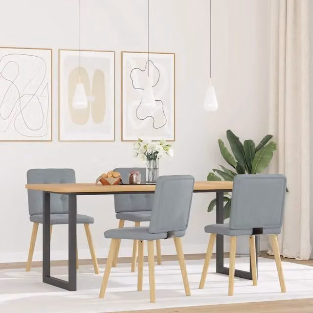 Sedie da Pranzo 4 pz | Sedie da cucina Grigio Chiaro in Tessuto