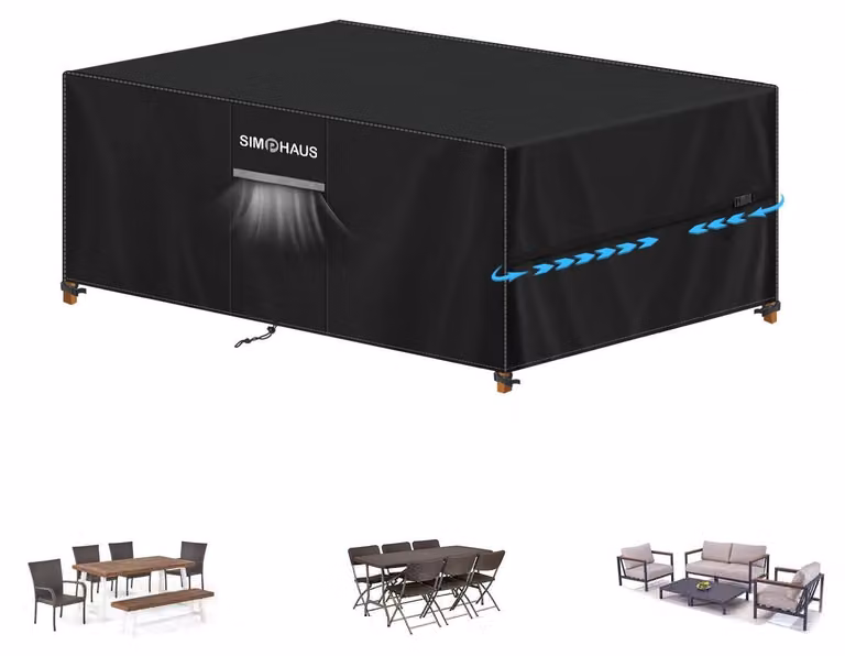 Copertura impermeabile per mobili da giardino, tessuto Oxford 420D, dimensioni 180x100x75 cm, colore nero
