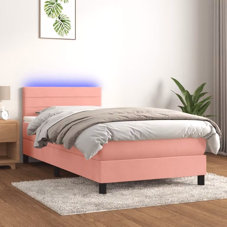 Maison Exclusive - Letto a Molle con Materasso e LED Rosa 90x200 cm in Velluto