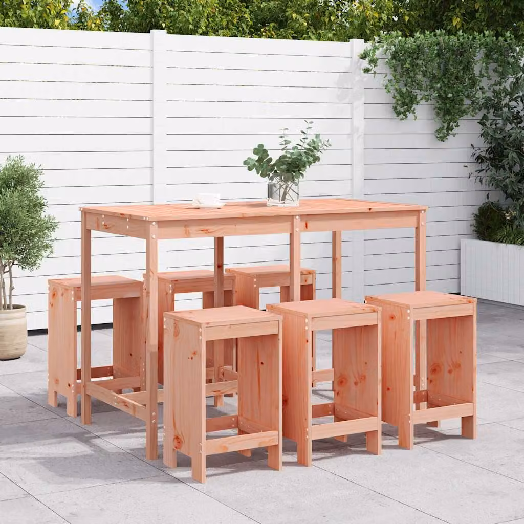 Set da Bar da Giardino vidaXL in Legno di Douglas Marrone, 7 Pezzi